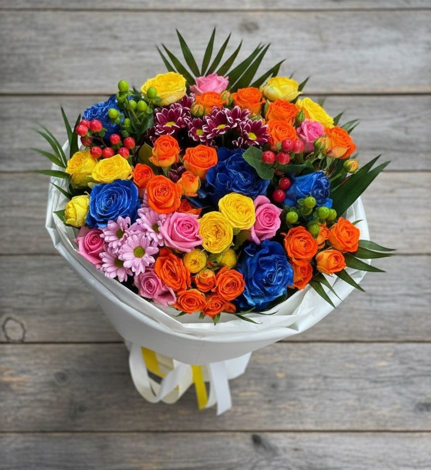 Букет цветов из: Розы и Хризантемы в Иванино