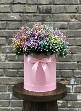 Цветочная композиция из Гипсофила и Розы в шляпной коробке #REPLACE_PRED# Иванино