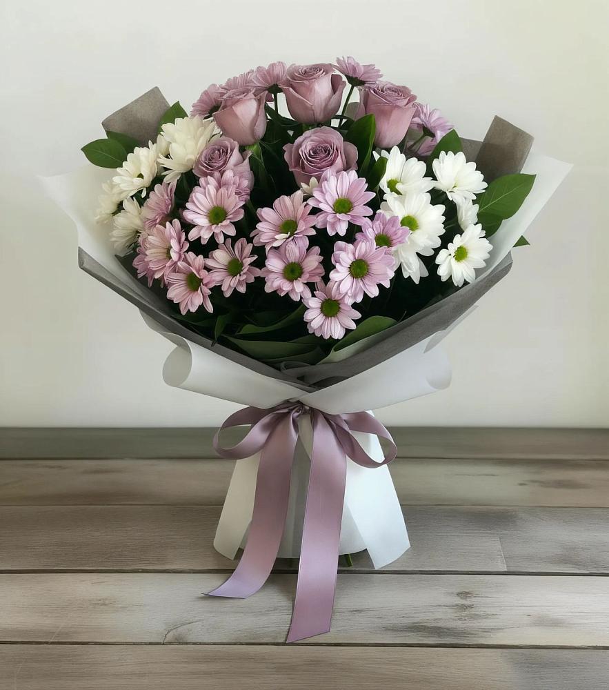 Букет цветов из: Хризантемы и Розы в Иванино