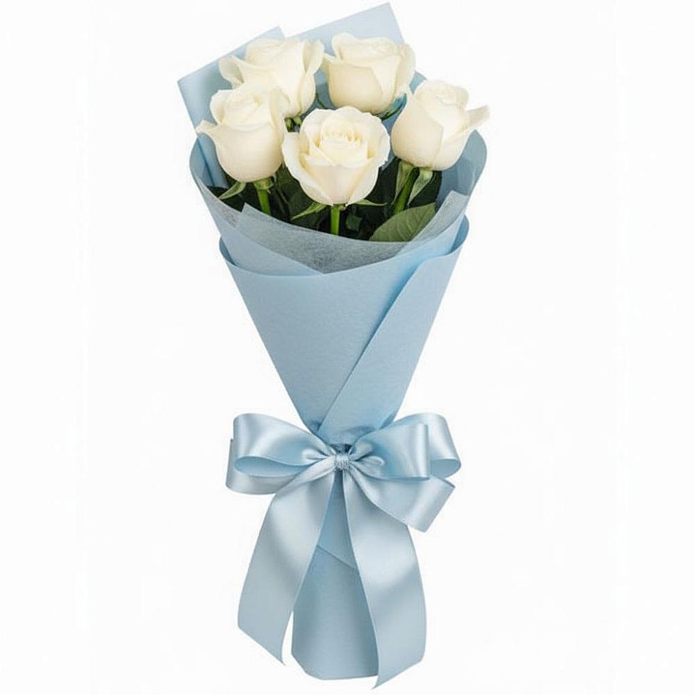 Букет 5 Белых роз Проуд в Иванино