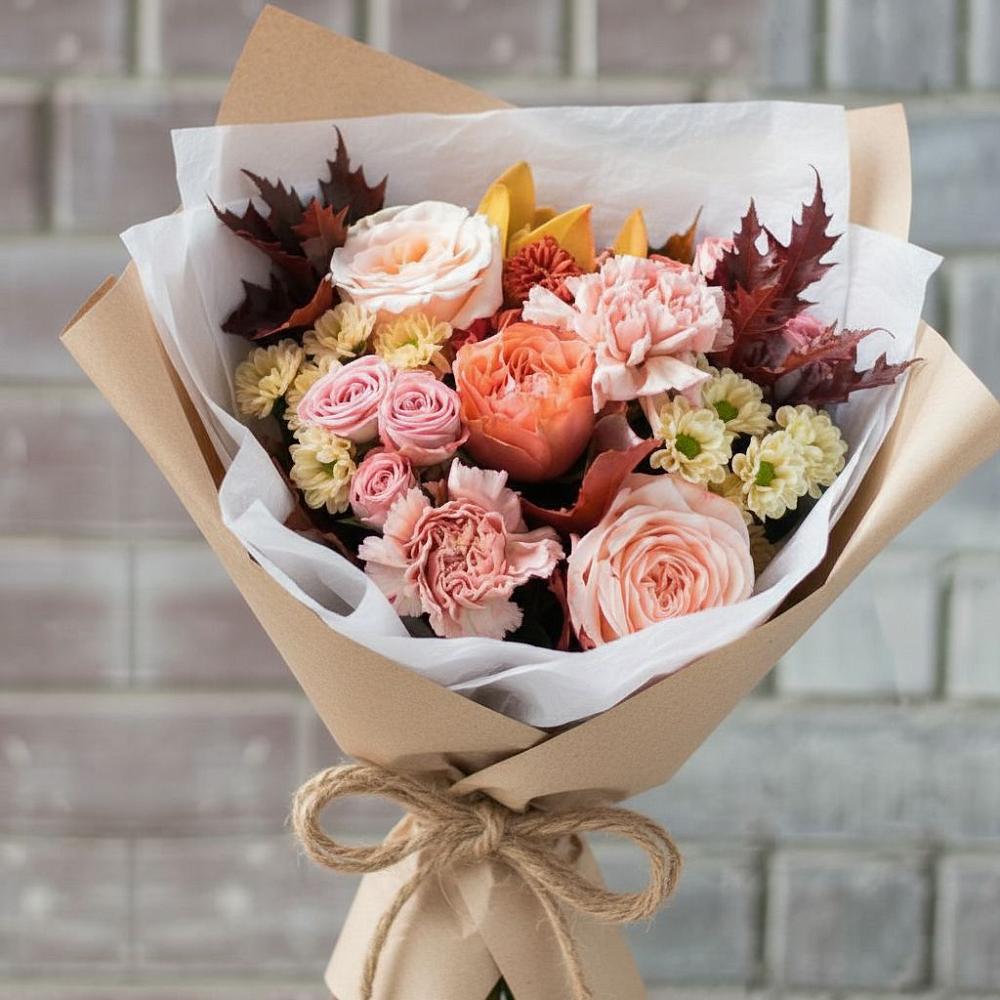 Букет цветов из: Гвоздики, Хризантемы и Розы в Иванино