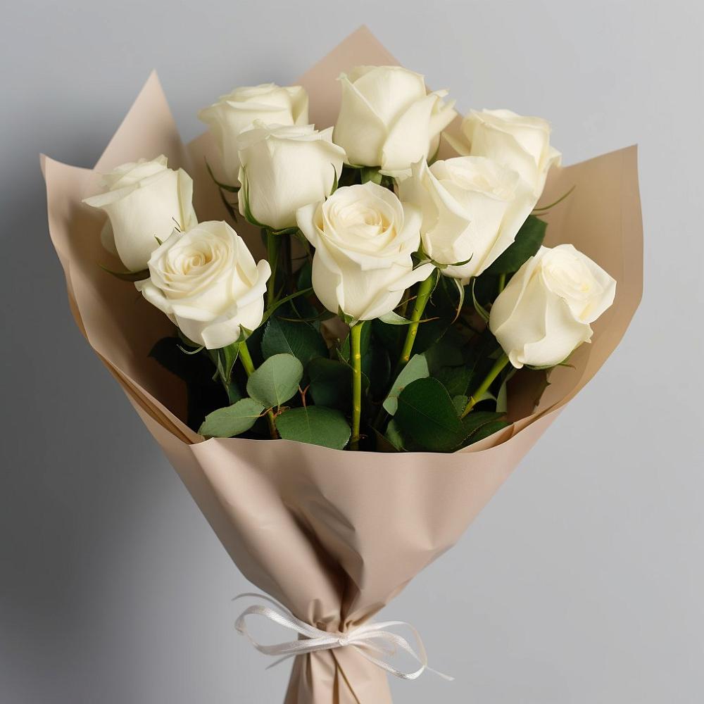 Букет 9 Белых роз Эдлесс Лав в Иванино