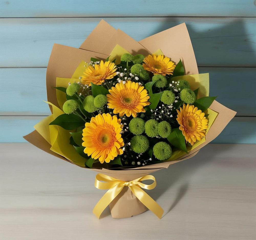 Букет цветов из: Герберы и Хризантемы в Иванино