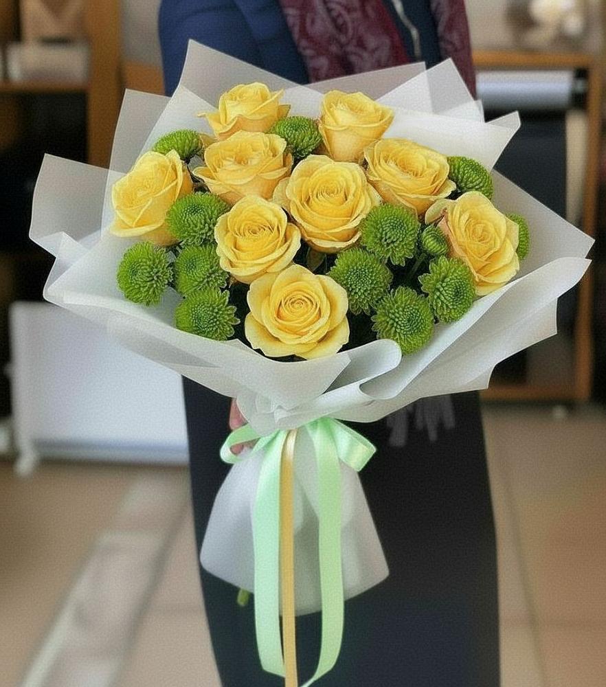 Букет цветов из: Хризантемы и Розы в Иванино