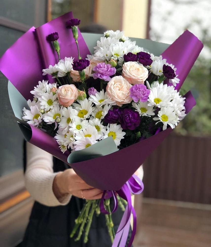 Букет цветов из: Хризантемы, Гвоздики и Розы в Иванино