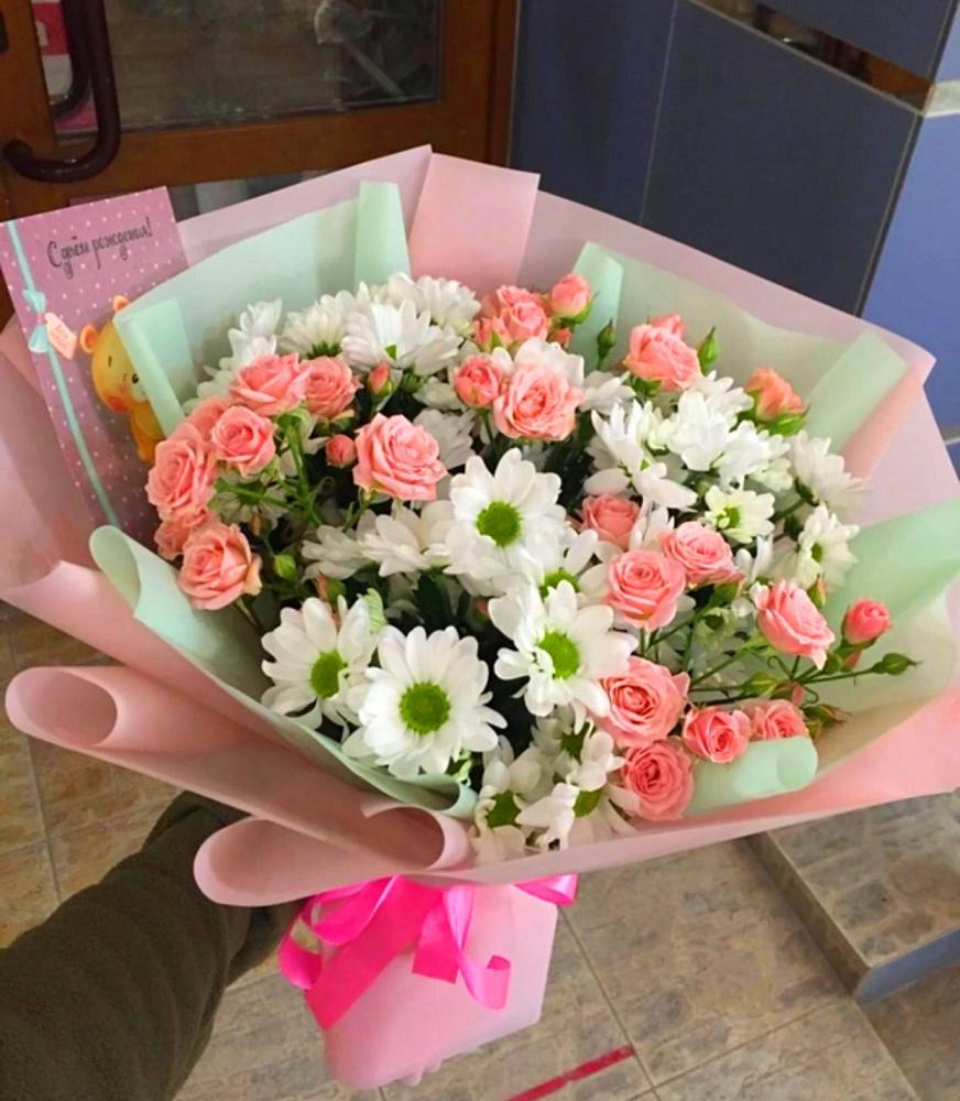 Букет цветов из: Розы и Хризантемы в Иванино