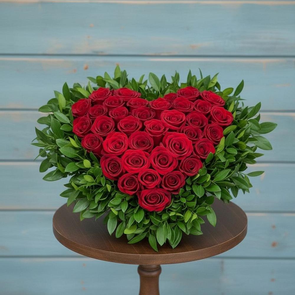 Цветочная композиция из Розы в виде сердца в Иванино