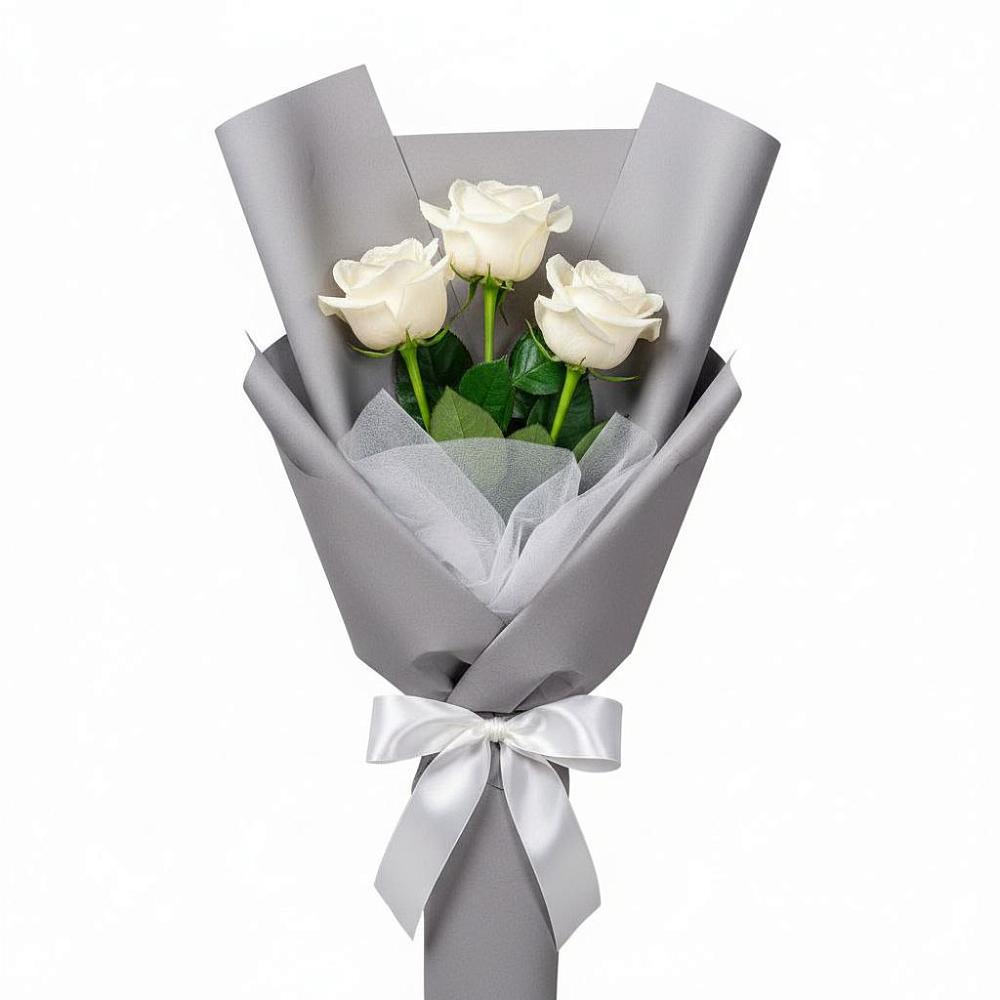 Букет 3 белые розы в Иванино