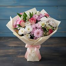 Букет цветов из:  Хризантемы, Альстромерии и Розы в Иванино