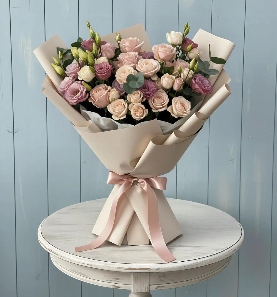 Букет цветов из: Розы и Лизиантусы в Иванино