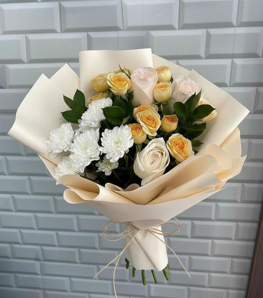 Букет цветов из: Розы и Хризантемы в Иванино