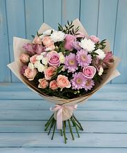 Букет цветов из:  Хризантемы, Розы и Альстромерии #REPLACE_PRED# Иванино