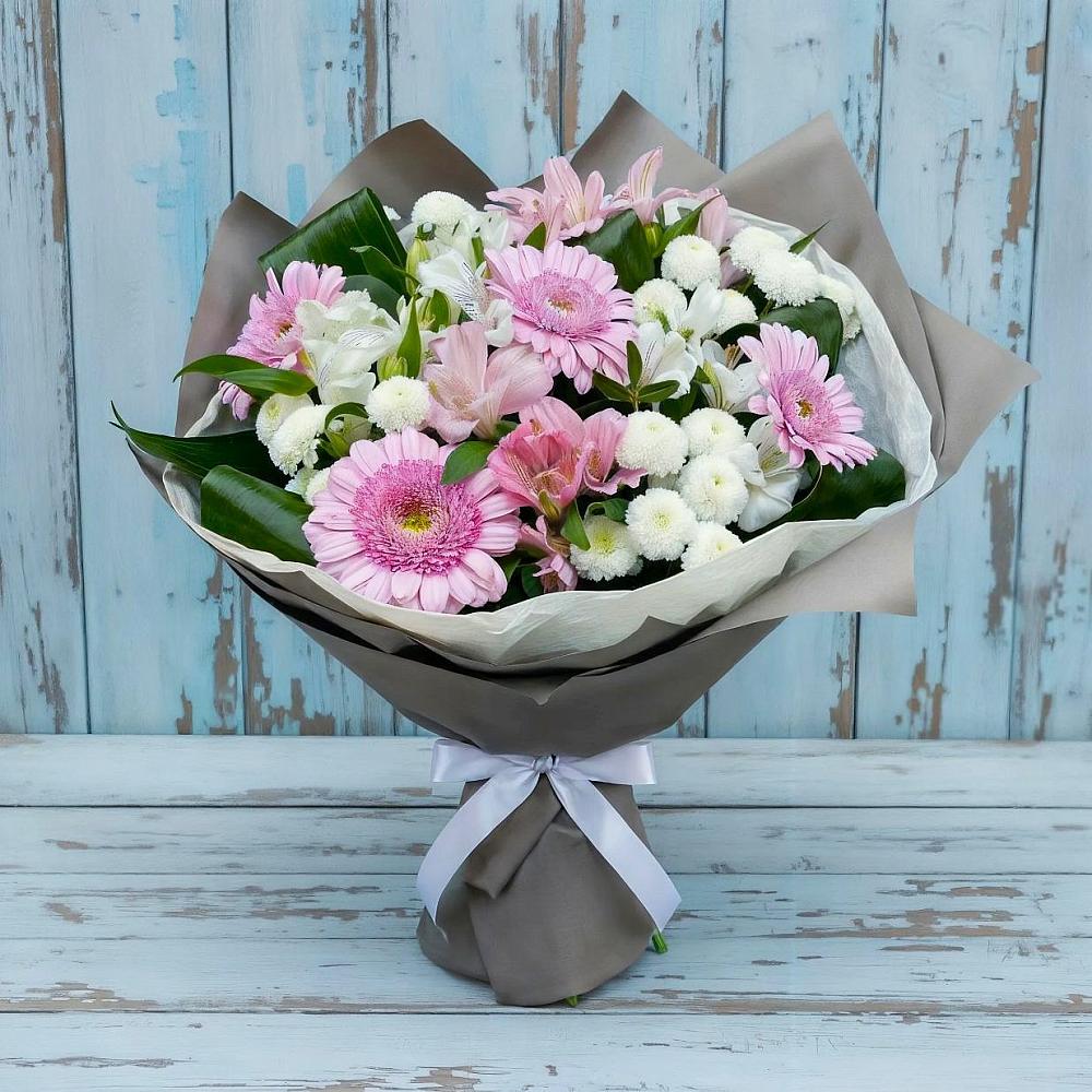 Букет цветов из: Герберы, Альстромерии и Хризантемы в Иванино