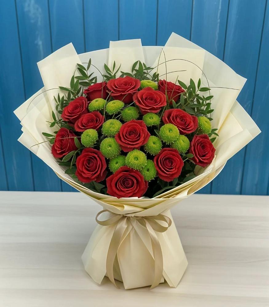 Букет цветов из: Розы и Хризантемы в Иванино