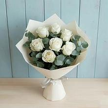 Букет Белые розы в Эвкалипте в Иванино